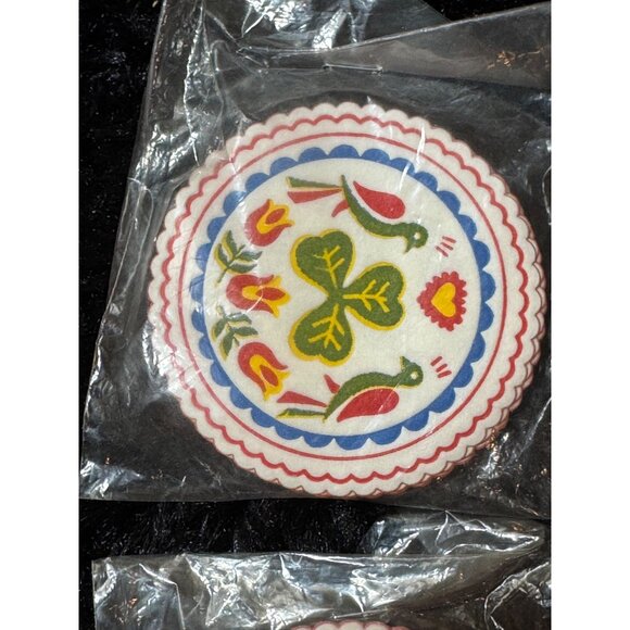Denmark Decorative Multicolor Coasters With Folk Art Design - Set Of 2 NEW - Picture 4 of 6